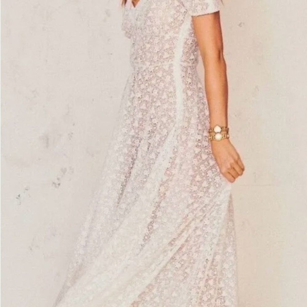 LoveShackFancy White Floral Maxi Dress